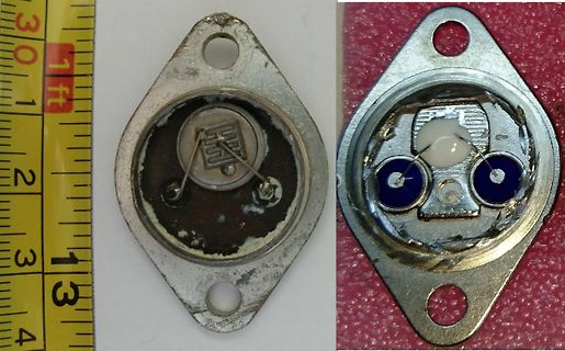 Zerlegtes Leistungshalbleiter-Bauteil im TO-3 Gehäuse