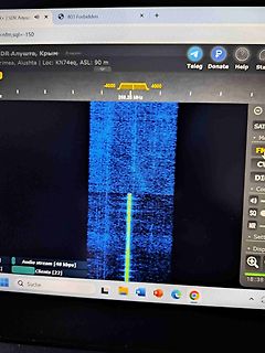 Foto eines Computerbildschirms mit SDR-Software Spektrogramm