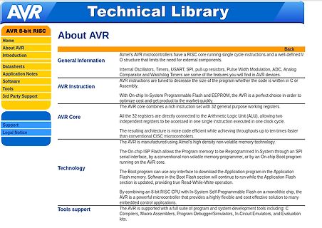 Webseite der AVR Technical Library