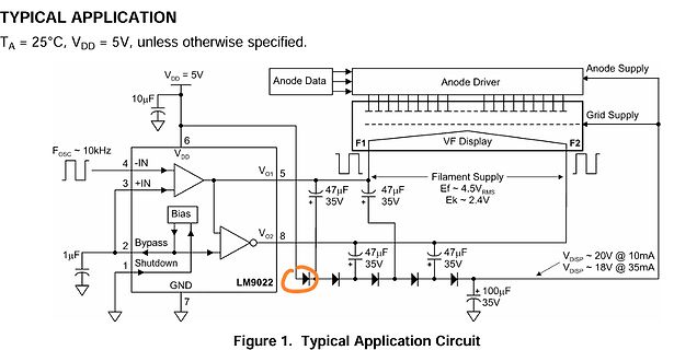 Schaltplan einer typischen Anwendung mit LM9022