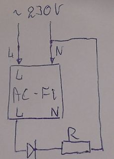 Handgezeichneter Schaltplan mit AC-Filter und Diode