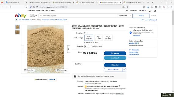 eBay-Angebot für Korkstaub und Korkpartikel