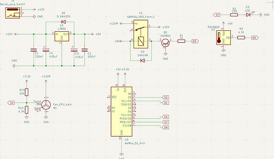 Schaltplan mit Spannungsregler und WeMos D1 mini