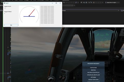 Flugsimulator Cockpit mit Software-Fenster