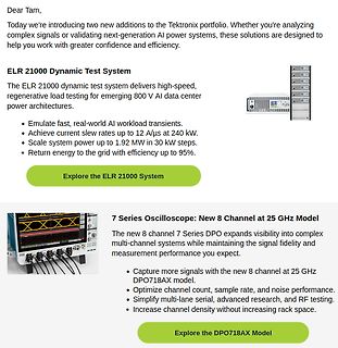 Werbung für Tektronix Testsysteme