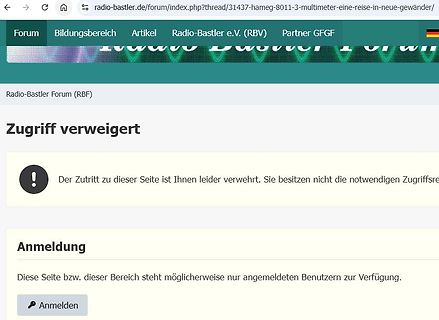 Fehlermeldung Zugriff verweigert auf Radio-Bastler Forum