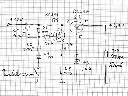 Handgezeichneter Schaltplan eines Touchsensors
