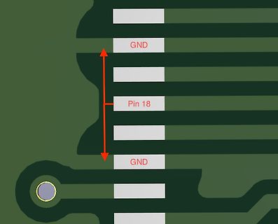 Ausschnitt eines PCB-Layouts mit Leiterbahnen