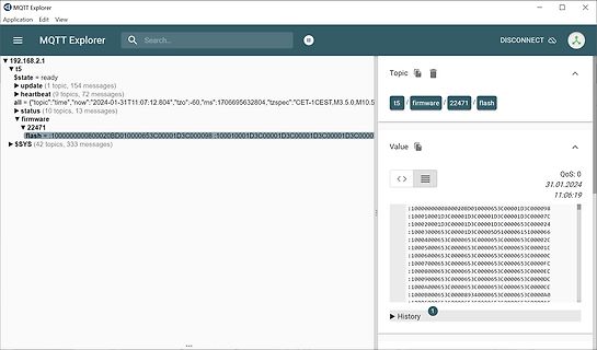 Screenshot der Software MQTT Explorer