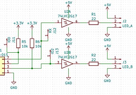 Schaltplan mit Logikgattern und LEDs