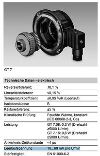 Produktfoto und technische Daten eines GT 7 Gebers