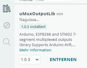 Software-Interface einer installierten Arduino-Bibliothek
