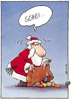 Comic von Weihnachtsmann mit leeren Eiern