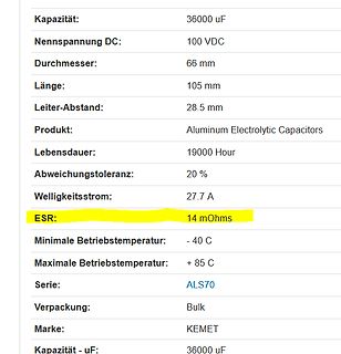 Technische Daten eines Aluminium-Elektrolytkondensators