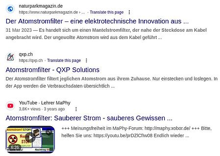 Google Suchergebnisse für Atomstromfilter
