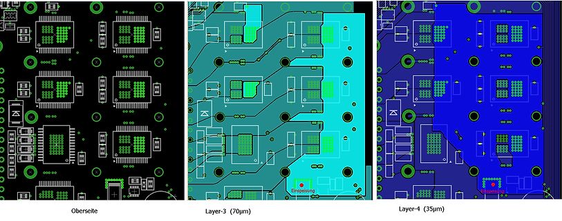 CAD-Ansichten verschiedener Leiterplatten-Layer