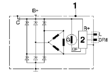 Schaltplan eines Gleichrichters mit Generator