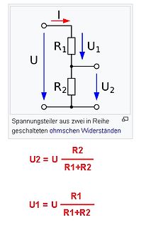 Spannungsteiler aus zwei in Reihe geschalteten Widerständen