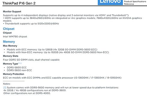 Produktspezifikationen ThinkPad P16 Gen 2