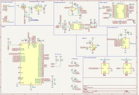 Elektronischer Schaltplan mit Mikrocontroller und USB-Schnittstelle