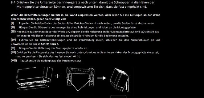 Montageanleitung für ein Innengerät