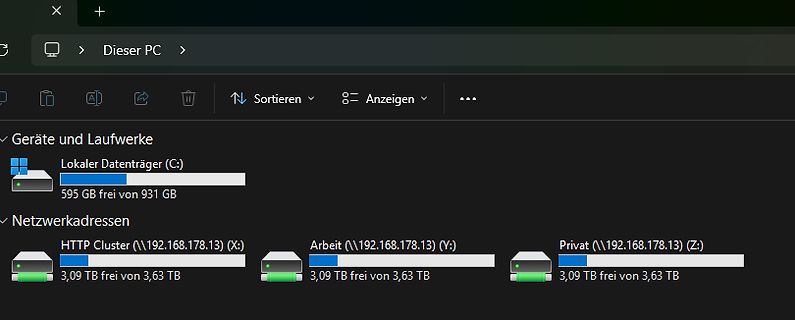 Windows Explorer Ansicht von Laufwerken