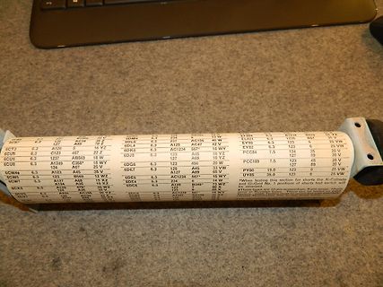 Ausschnitt einer Tabelle mit Elektronenröhren-Typen