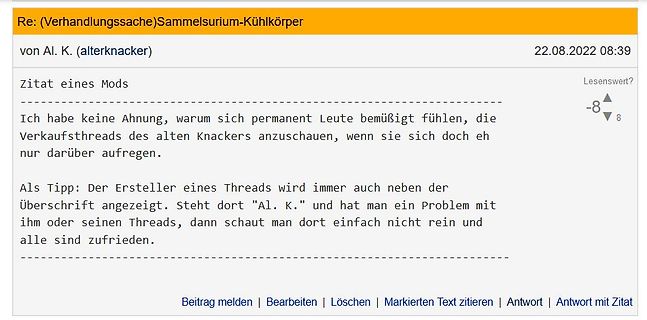 Screenshot eines Forenbeitrags