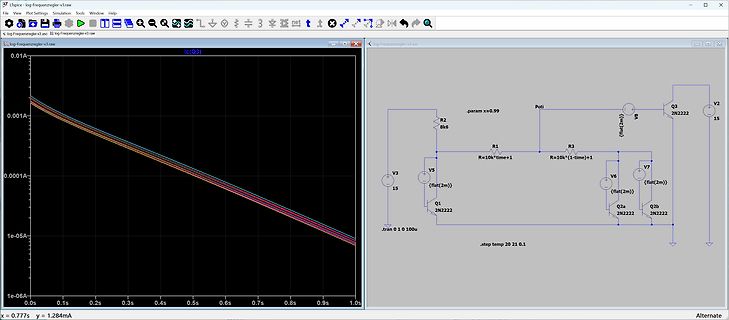LTspice Simulation Schaltplan und Stromverlauf-Diagramm