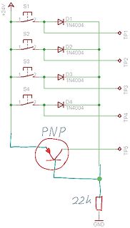 Handgezeichneter Schaltplan mit Dioden und PNP-Transistor