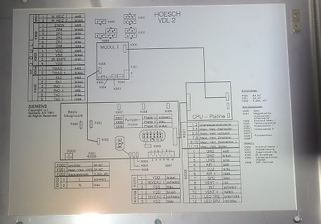 Abfotografierter Anschlussplan einer Steuerung