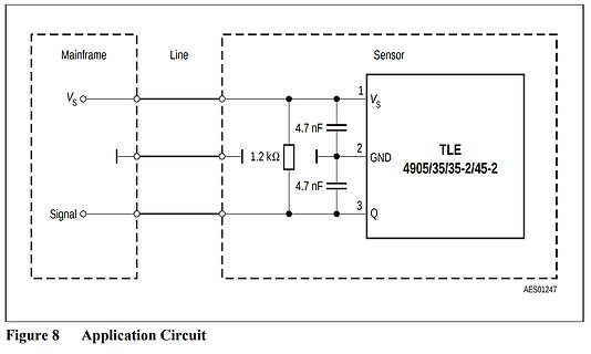Schaltplan einer Sensor-Anwendung mit TLE-Baustein