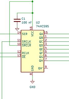 Schaltplan eines 74HC595 Schieberegister-Chips