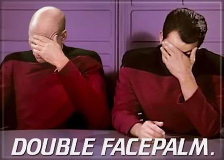 Meme mit zwei Personen beim Facepalm