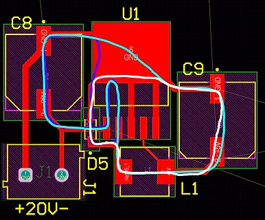 PCB-Layout Ausschnitt mit Bauteilbezeichnungen