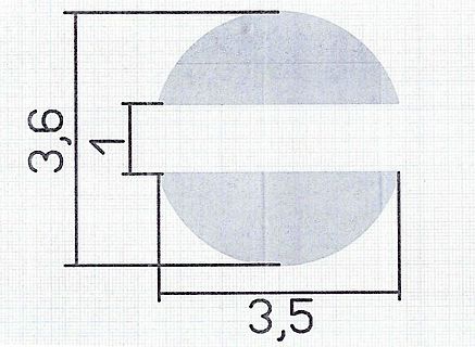 Technische Zeichnung einer Form mit Bemaßung