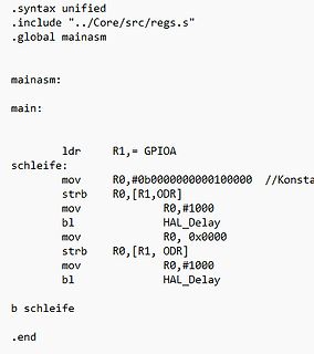 Assembler-Quellcode für Mikrocontroller