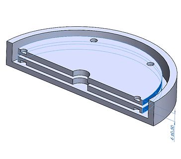 3D-CAD-Modell eines halbkreisförmigen Bauteils