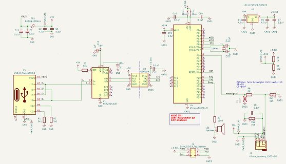 Schaltplan eines Mikrocontroller-basierten USB-Programmierers