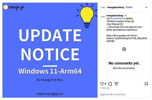 Social Media Post Update Windows 11 Arm64 Orange Pi 6 Plus