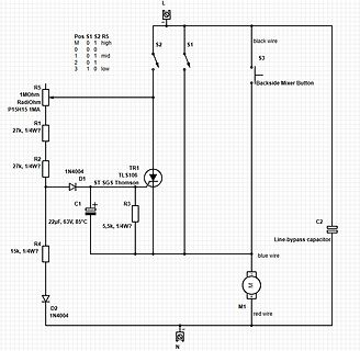 Schaltplan einer Motorsteuerung mit Triac