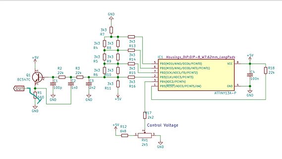 Schaltplan mit ATtiny13A-P Mikrocontroller