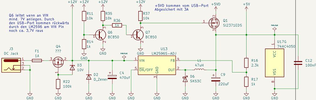 Schaltplan einer Spannungsversorgung mit LM2596