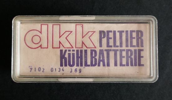 Etikett einer Peltier-Kühlbatterie