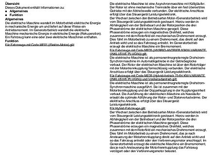 Deutscher Text über elektrische Maschinen und Hybridantriebe