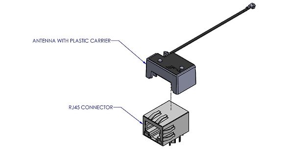 Explosionszeichnung Antenne und RJ45-Stecker