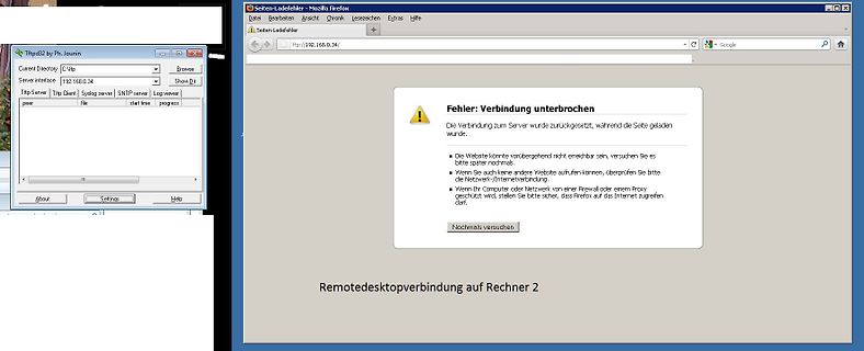 Fehlermeldung in einem Webbrowser