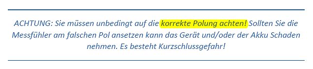 Warnhinweis zur Polung