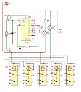 Schaltplan mit IC 4017 und LEDs