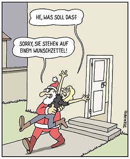 Comic von Weihnachtsmann und Frau